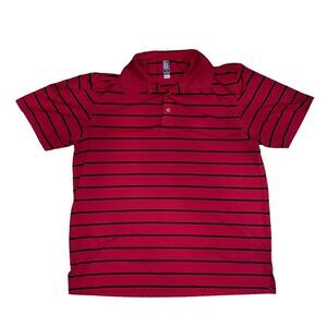 PGA Tour Golf Shirt Size XL Active Polo Red Striped Black Short Sleeve Airflux